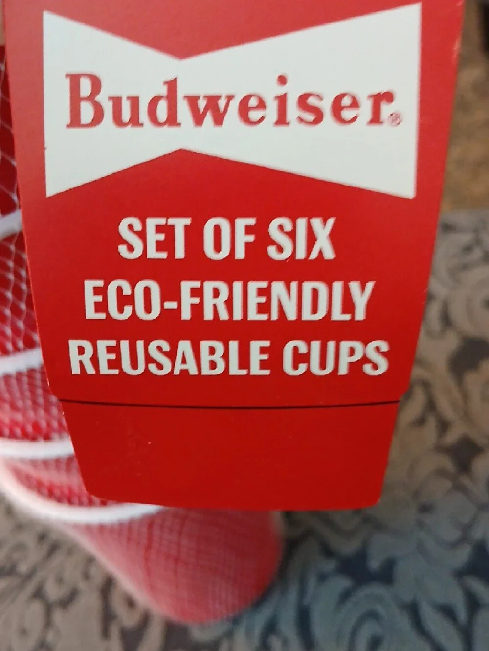 Budweiser Red Reusable Logo Cups - Stack of Branded Cups